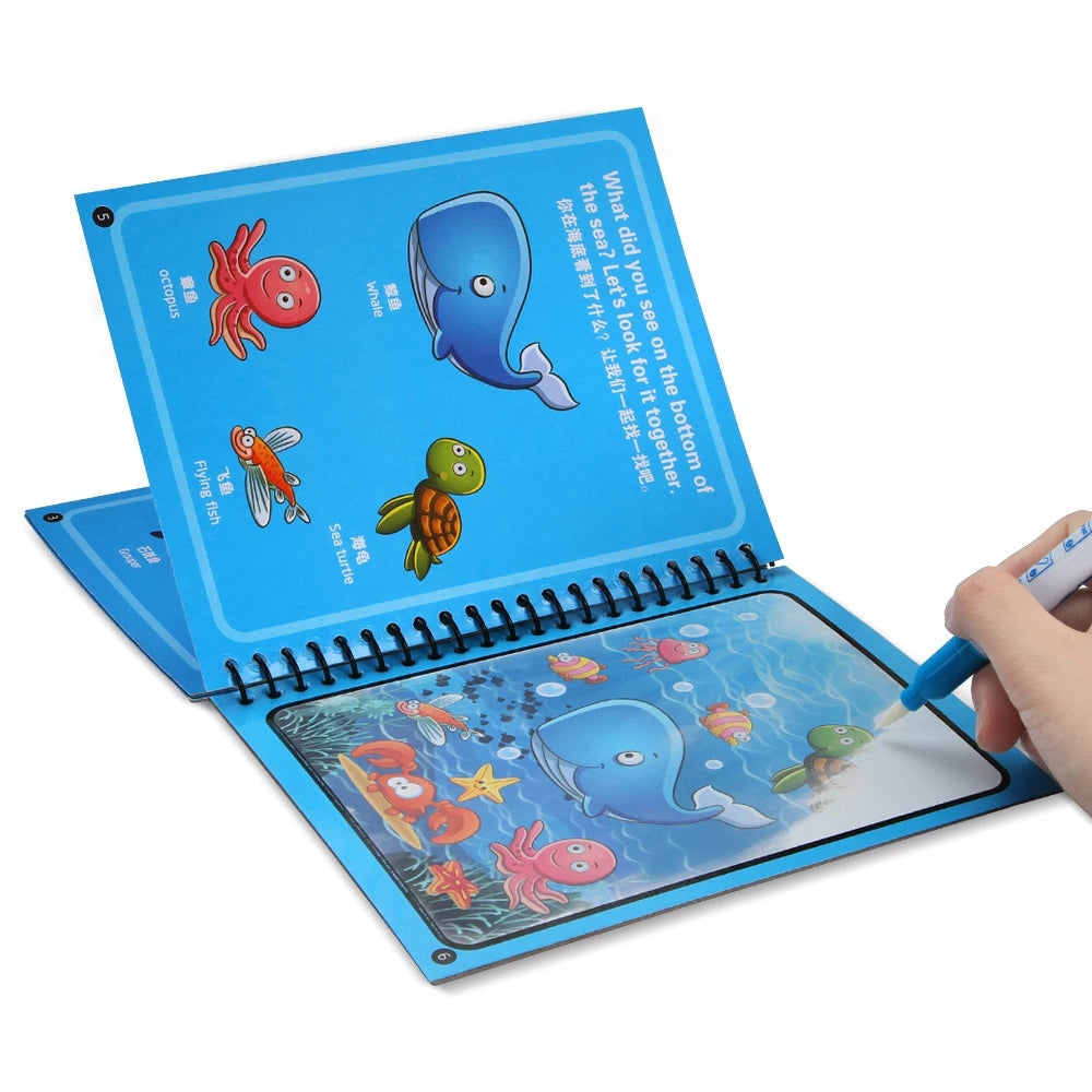 Quick Dry Re-Usable Magic Coloring Water Book  (Random Design)