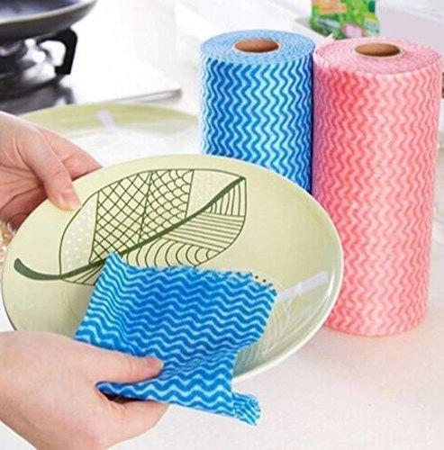 Non Woven Reusable Kitchen Napkin Roll (Multicolor)