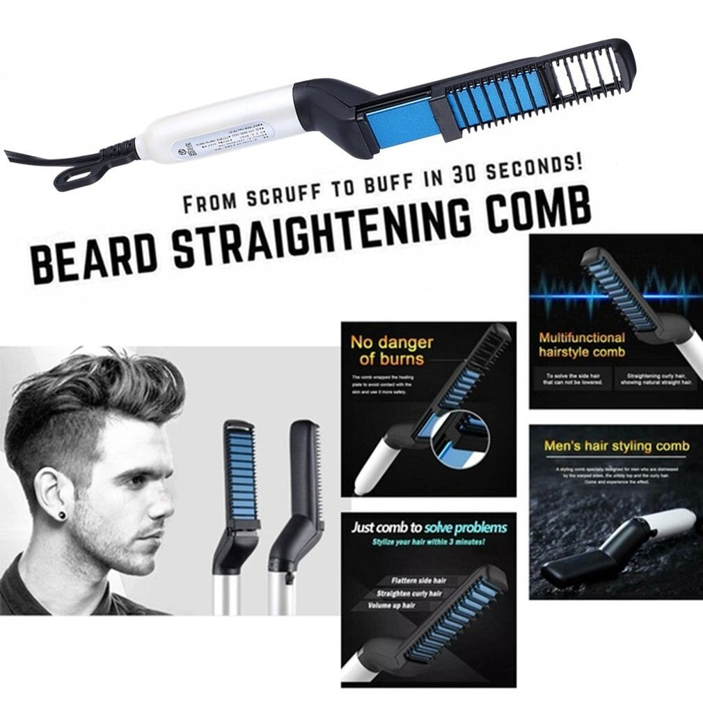 Men's Beard Straightener and Hair Comb Curling