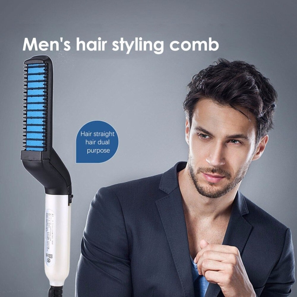 Men's Beard Straightener and Hair Comb Curling